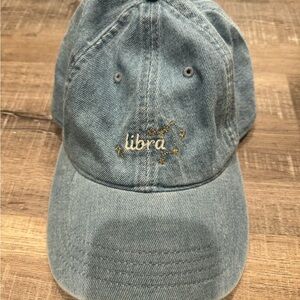 American Eagle Outfitters Light Blue Denim 'Libra' Baseball Cap